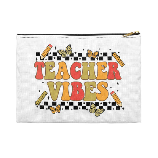 Teacher Vibes Polyester Accessory Pouch Travel Bag