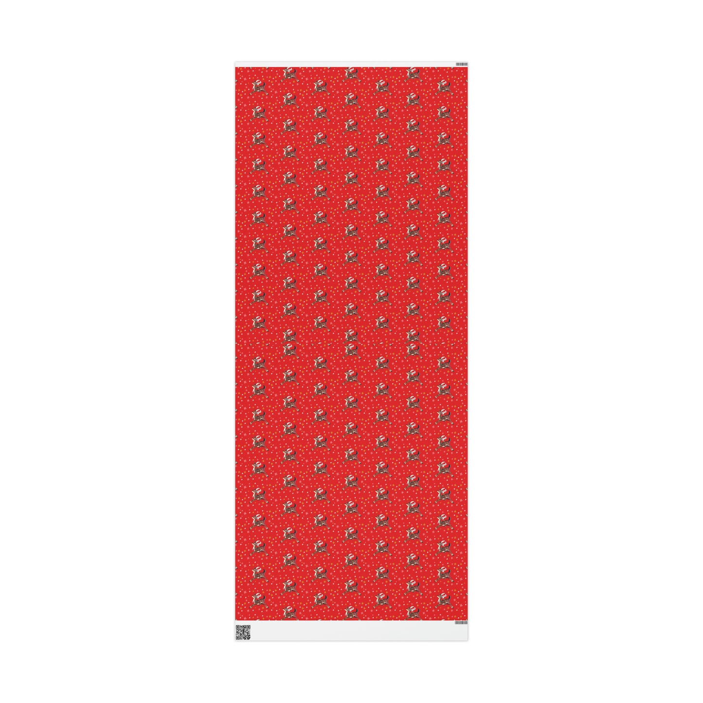 Leaping Reindeer Stars Red Mid Century Retro Christmas Print Holiday Gift Wrap Paper - Glossy Or Matte