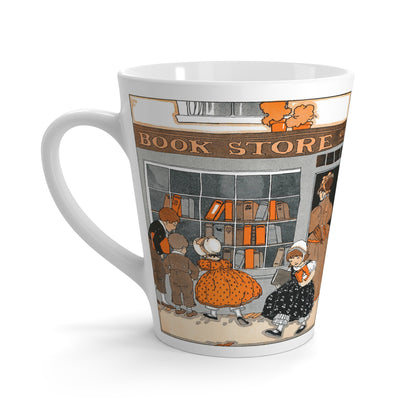 Vintage Kids at Bookstore Latte Mug - 12 Ounce Ceramic Cup Latte Mug