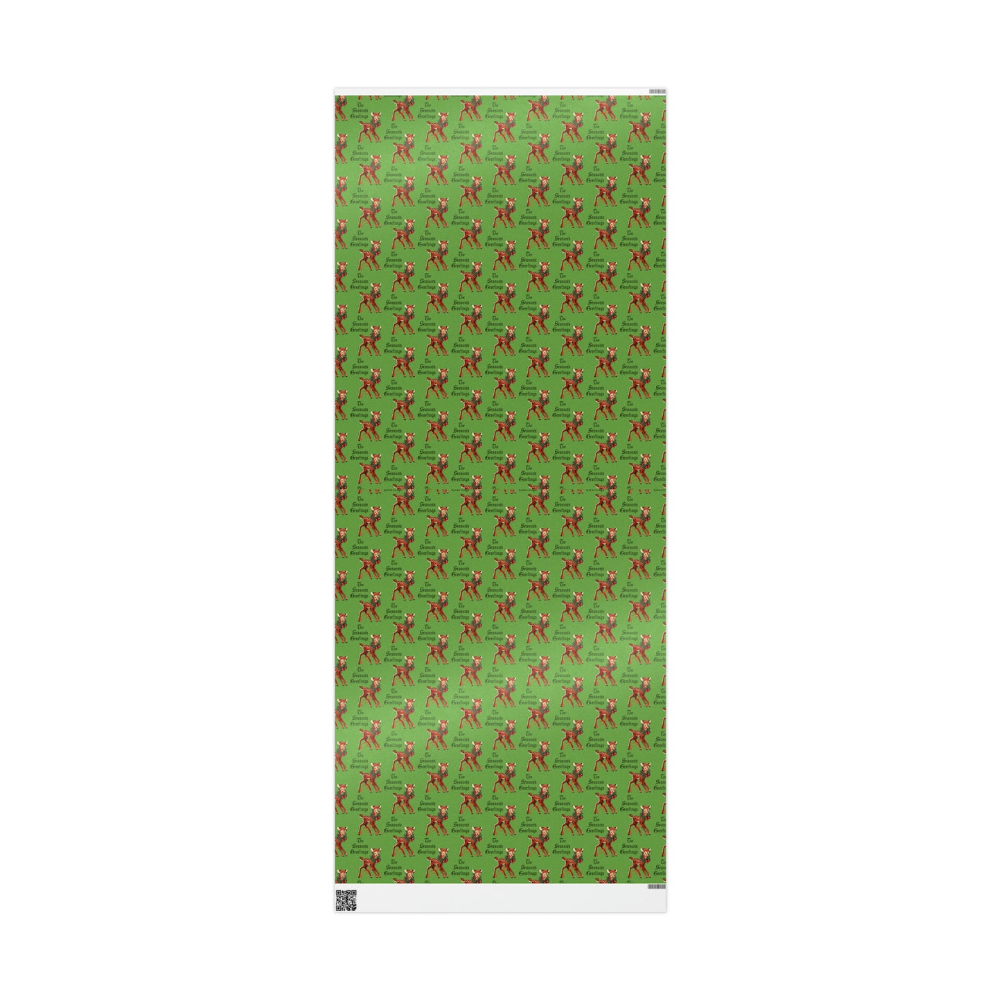 The Season's Greetings Reindeer With Wreath Mid Century Retro Christmas Print Holiday Gift Wrap Paper - Glossy Or Matte