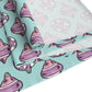 Pink Purple Pastel Ornaments With Teal Background Cute Christmas Print Home Decor Cotton Poly Table Runner