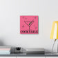 Martini Cocktails Mid Century Retro Design Pink Canvas Gallery Wrap