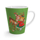 Girl With Christmas Reindeer Mid Century Retro Christmas Print Latte Mug