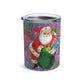 Santa With His Sack Of Presents Glitter Background Retro Christmas Print Stainless Steel Tumbler 10oz