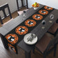 Black Cats Retro Halloween Print Black Cotton Poly Table Runner