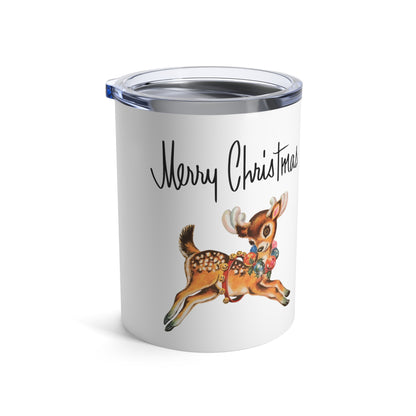 Merry Christmas Reindeer Retro Mid Century Christmas Print Stainless Steel Tumbler 10oz