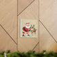 Santa And Reindeer Mid Century Retro Christmas Canvas Gallery Wrap