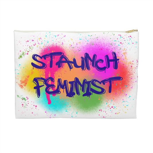 Staunch Feminist Graffiti Polyester Accessory Pouch Travel Bag