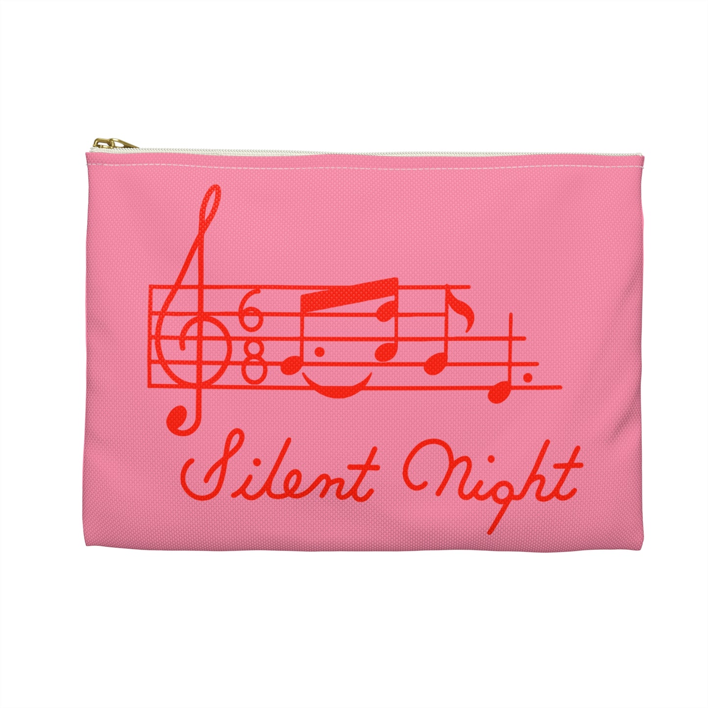 Silent Night Music Mid Century Retro Christmas Print Polyester Accessory Pouch Travel Bag