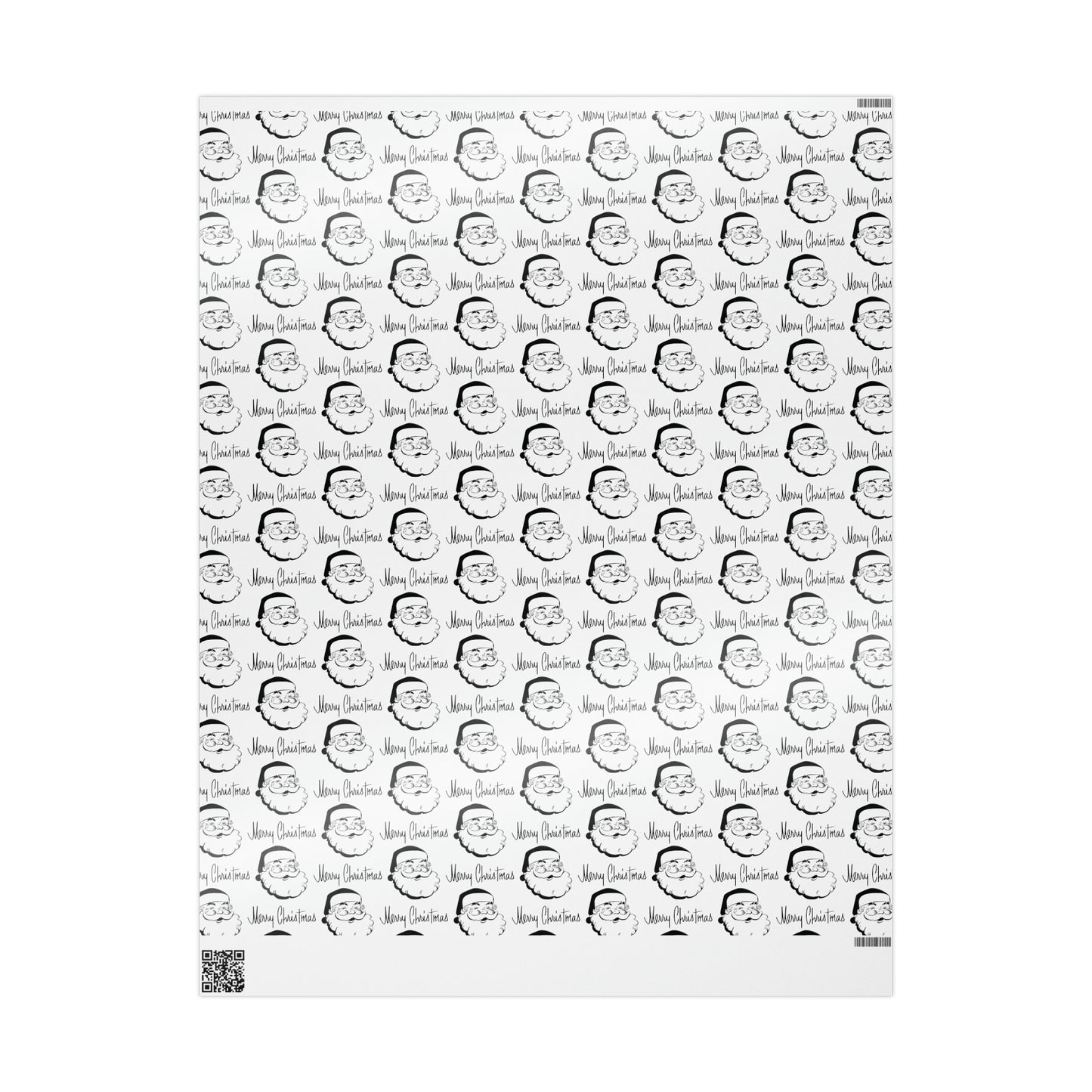 Merry Christmas Santa Black And White Mid Century Retro Christmas Print Holiday Gift Wrap Paper - Glossy Or Matte