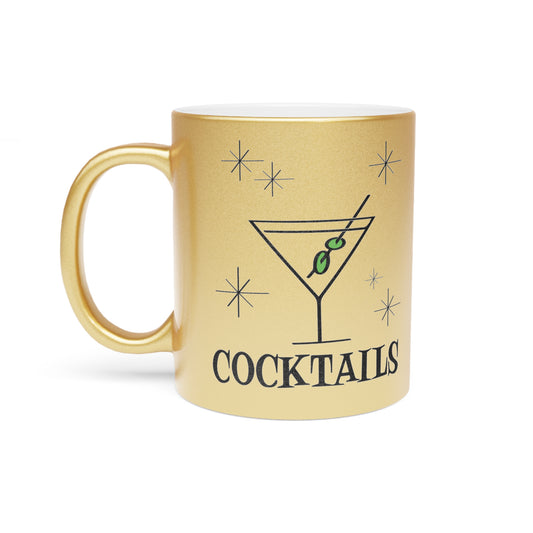 Martini Cocktails Atomic Retro Style Gold Metallic Mug