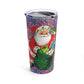 Santa With His Sack Of Presents Glitter Background Mid Century Retro Christmas Print Stainless Steel Tumbler 20oz