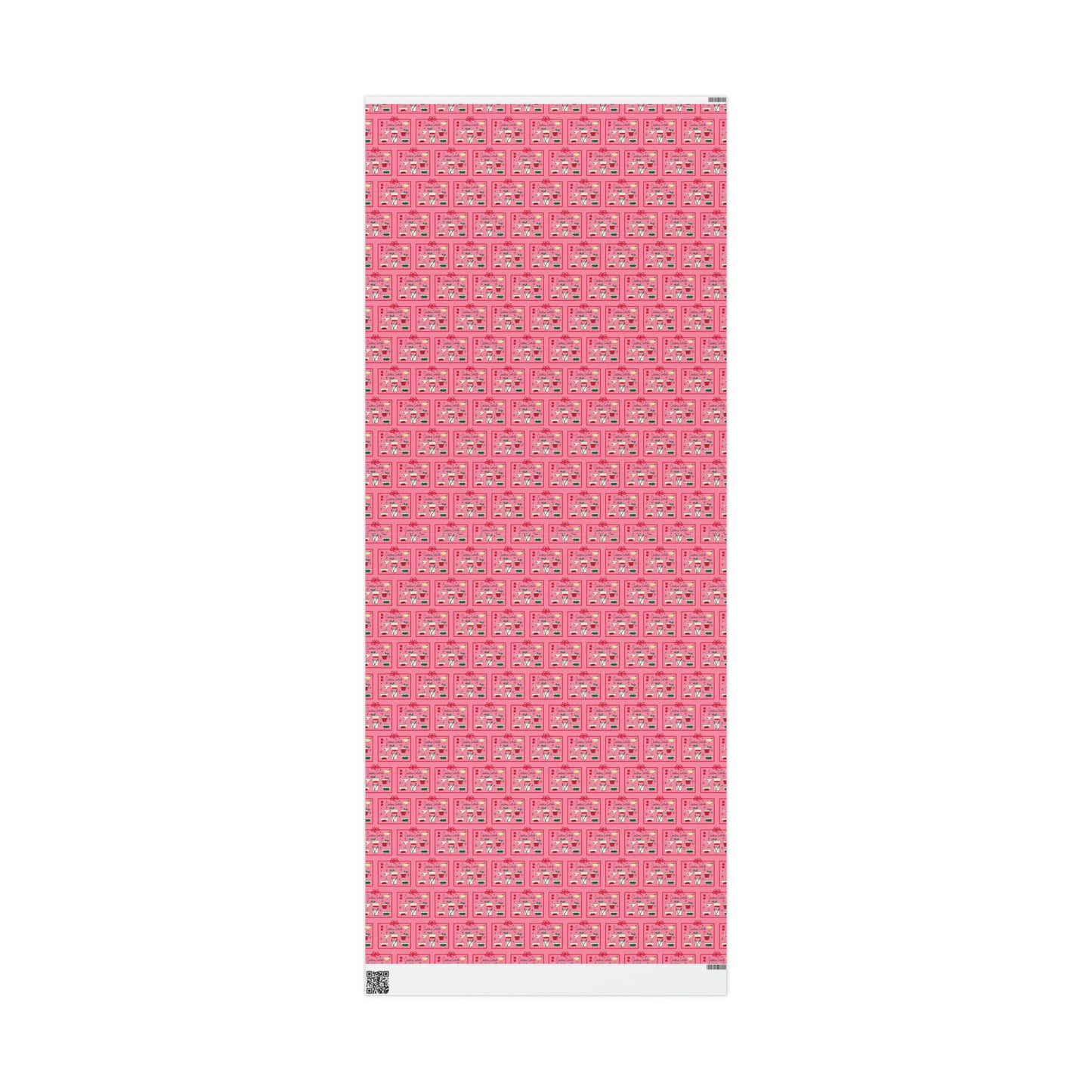 Christmas Cocktails Pink Mid Century Retro Christmas Print Holiday Gift Wrap Paper - Glossy Or Matte