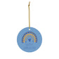 Happy Hanukkah Boho Rainbow Ceramic Ornament