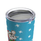 Christmas Mouse On Scooter Stars Bluee Mid Century Retro Christmas Print Stainless Steel Tumbler 20oz