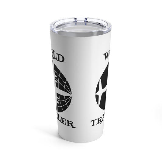 World Traveler Airplane Globe Atomic Mid Century Retro Travel Print Stainless Steel Tumbler 20oz