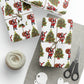 Santa With Christmas Tree Mid Century Retro Christmas Print Holiday Gift Wrap Paper - Glossy Or Matte