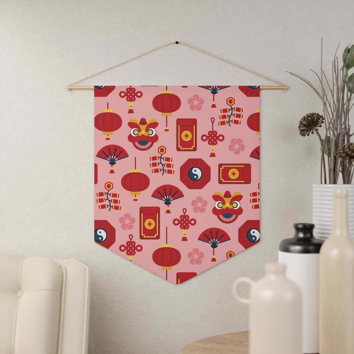 Lunar New Year Of The Dragon Spring Festival Decor Print Wall Hanging Banner Flag