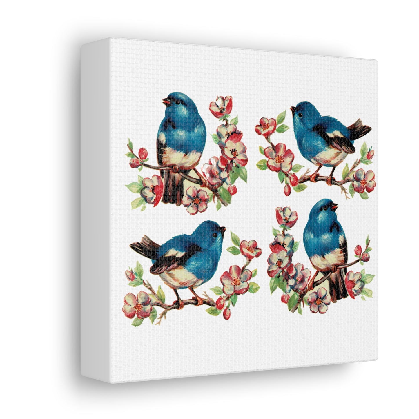 Bluebirds Canvas Gallery Wrap - Retro Style