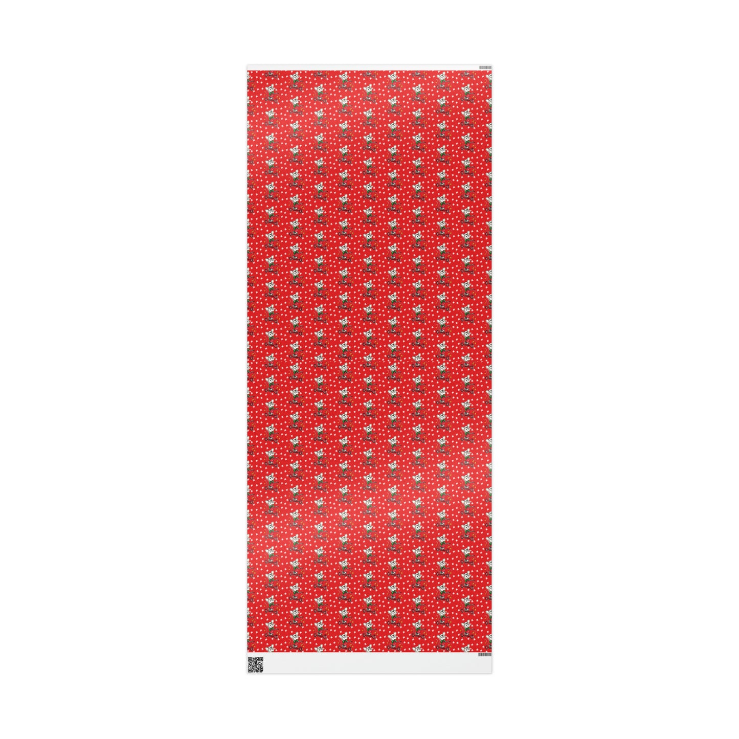 Christmas Mouse On Scooter Stars Red Mid Century Retro Christmas Print Holiday Gift Wrap Paper - Glossy Or Matte