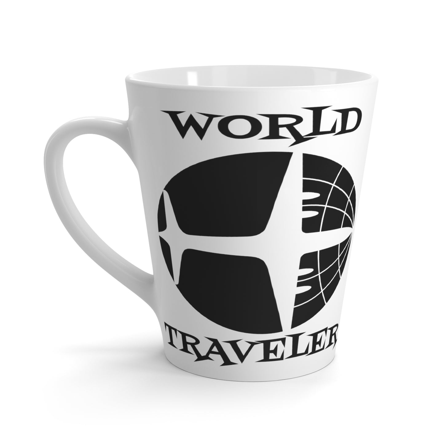 World Traveler Airplane Globe Atomic Mid Century Retro Travel Print Latte Coffee Mug