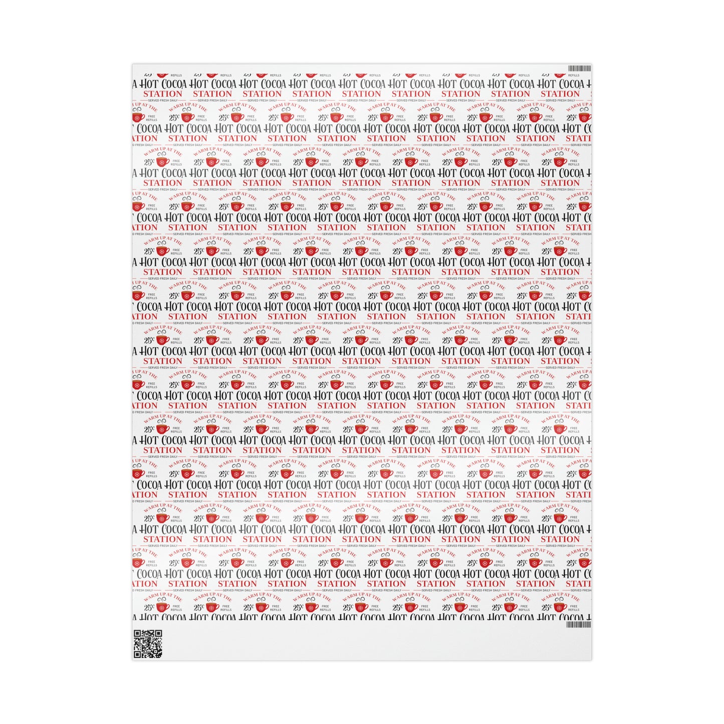 Warm Up At The Hot Cocoa Station Christmas Print Holiday Gift Wrap Paper - Glossy Or Matte