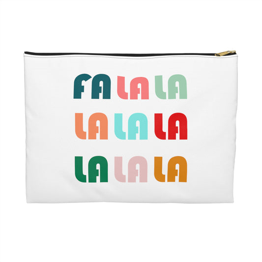 Fa La La La Retro Style Christmas Print Polyester Accessory Pouch Travel Bag