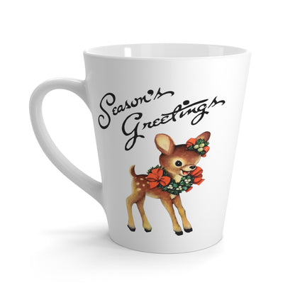 Season's Greetings Cute Reindeer Mid Century Retro Christmas Print Latte Mug