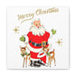 Merry Christmas Santa And Reindeer Mid Century Retro Christmas Canvas Gallery Wrap