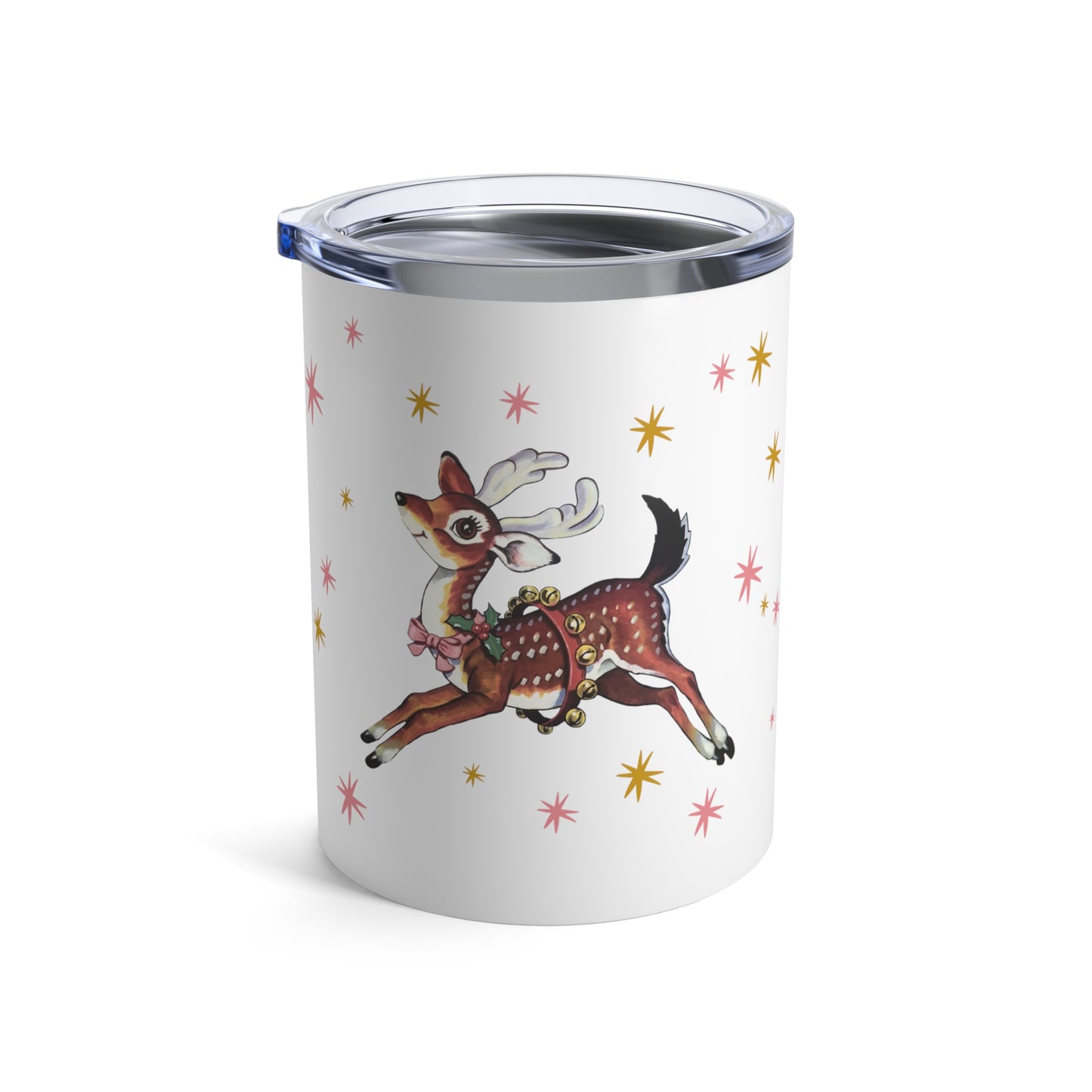 Christmas Reindeer Mid Century Retro Christmas Print Stainless Steel Tumbler 10oz