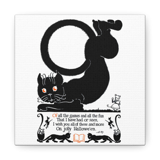 Black Cat Vintage Poem Retro Halloween Print Canvas Gallery Wraps