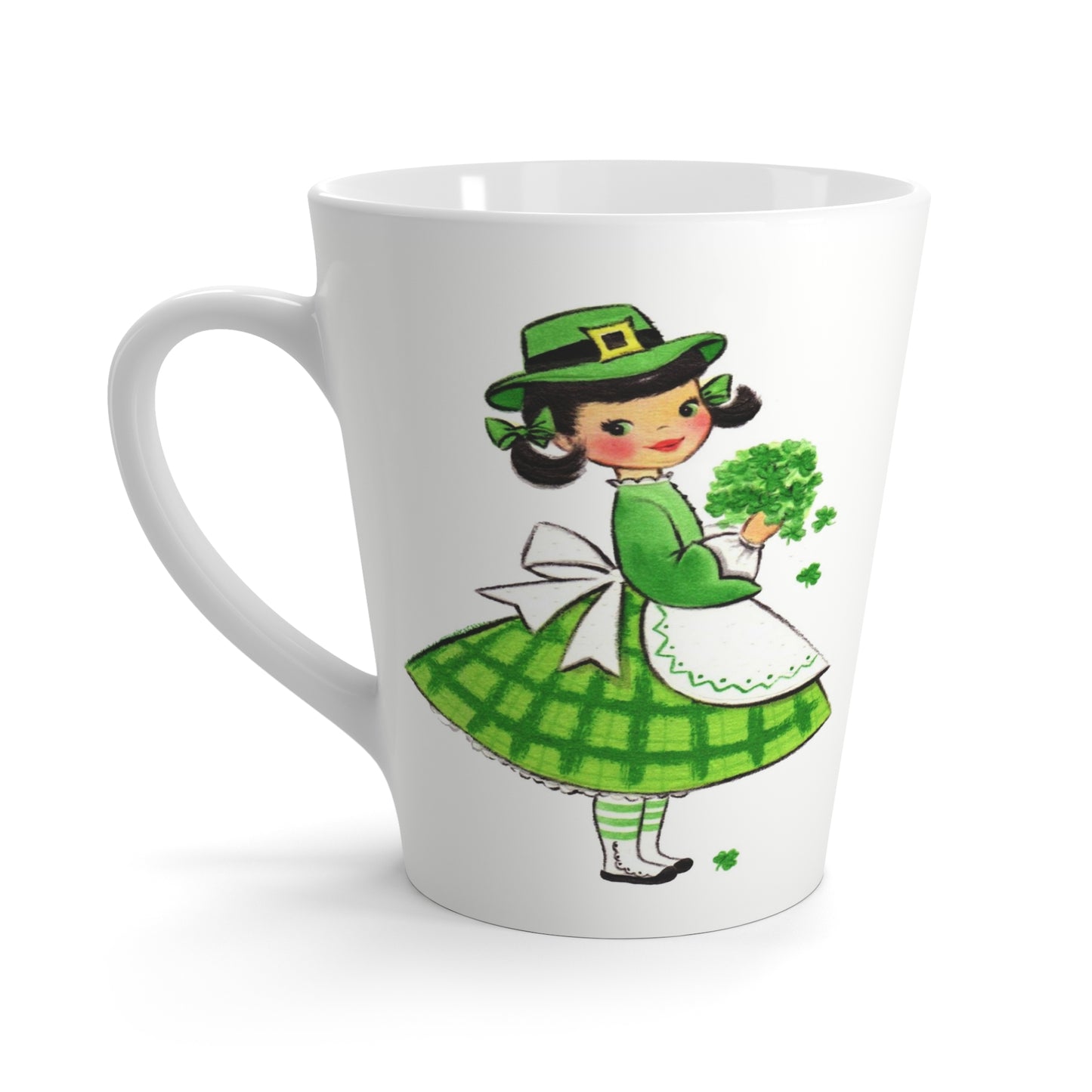 St. Patrick's Day Irish Girl Retro Print Latte Coffee Mug