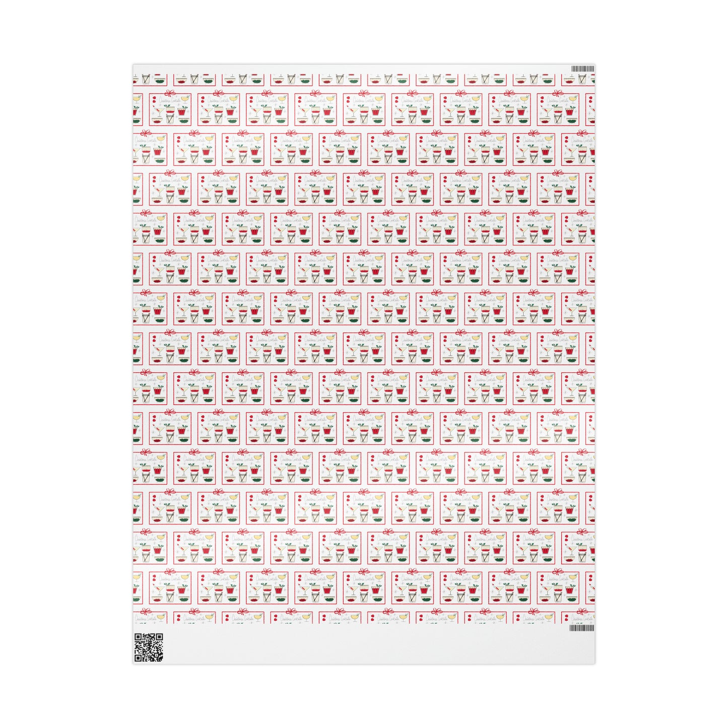 Christmas Cocktails Mid Century Retro Christmas Print Holiday Gift Wrap Paper - Glossy Or Matte