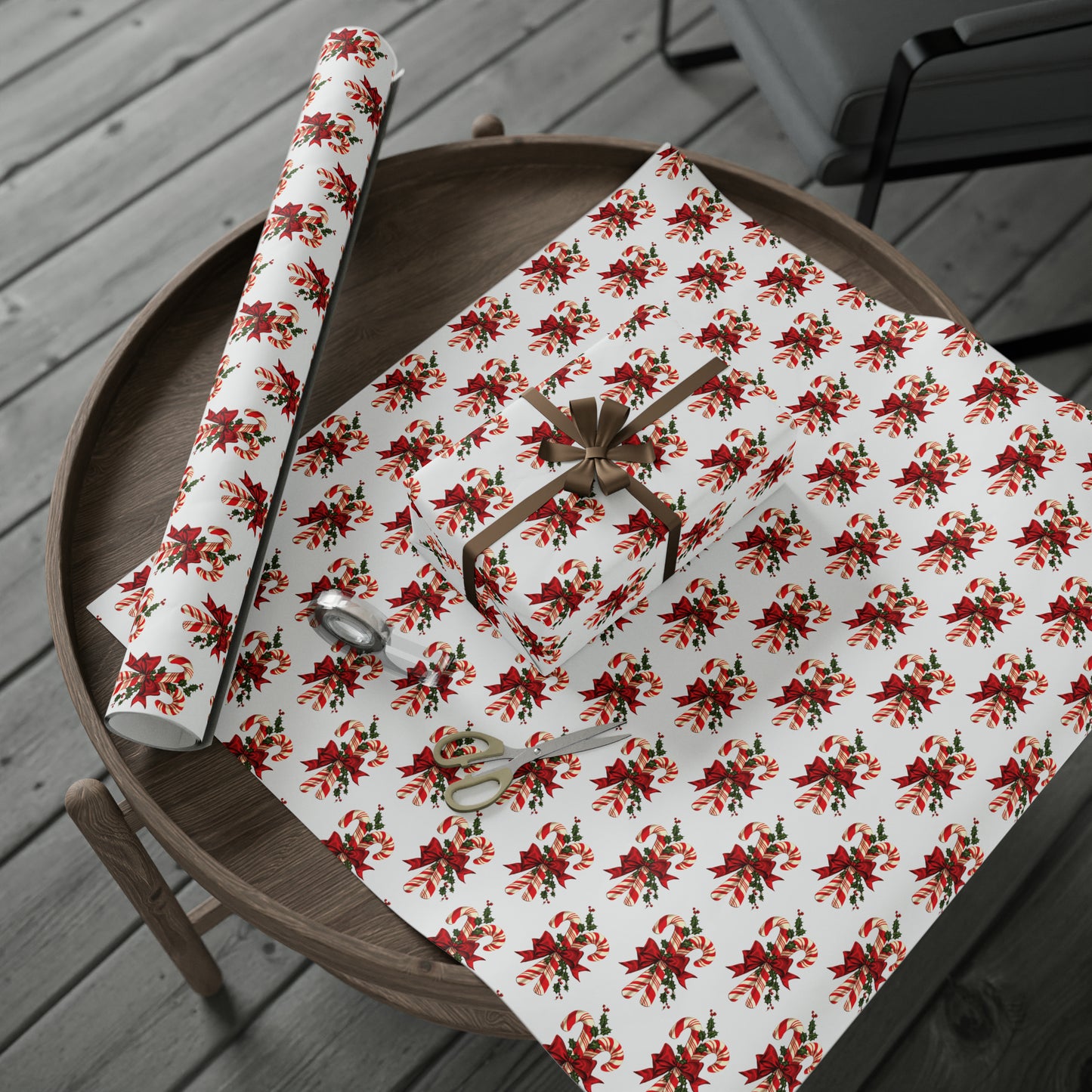 Retro Candy Canes Mid Century Retro Christmas Print Holiday Gift Wrap Paper - Glossy Or Matte