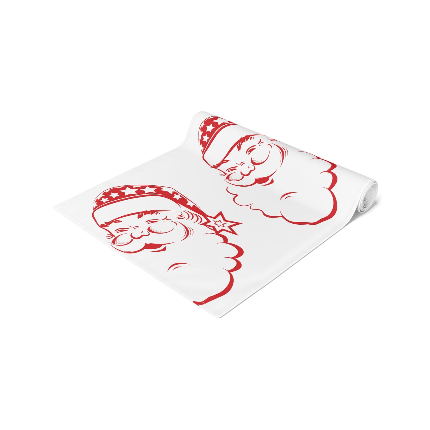 Red Santa Mid Century Retro Christmas Print Home Decor Cotton Poly Table Runner