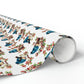 Spring Bluebirds Retro Print Holiday Gift Wrap Paper - Glossy Or Matte