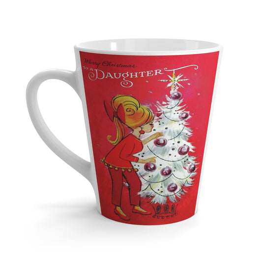 Merry Christmas To A Daughter Retro Christmas Print Latte Coffee Mug