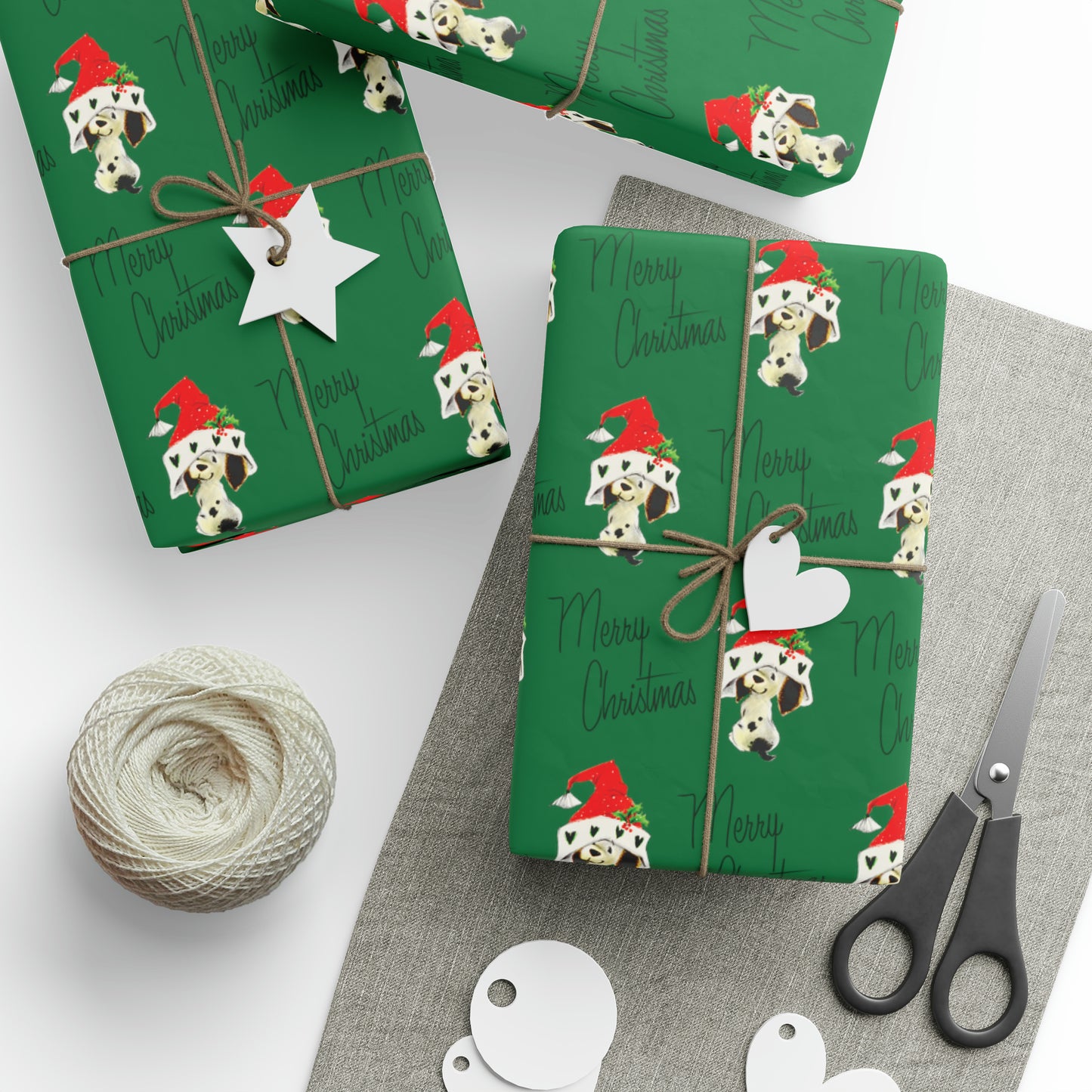 Merry Christmas Dalmation In A Santa Hat Mid Century Retro Christmas Print Holiday Gift Wrap Paper - Glossy Or Matte