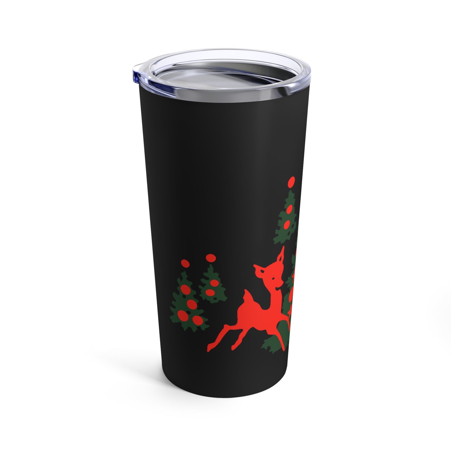 Red Reindeer Christmas Trees Mid Century Retro Christmas Print Stainless Steel Tumbler 20oz