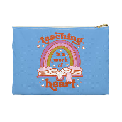 Teaching Is A Work Of Heart Polyester Accessory Pouch Travel Bag