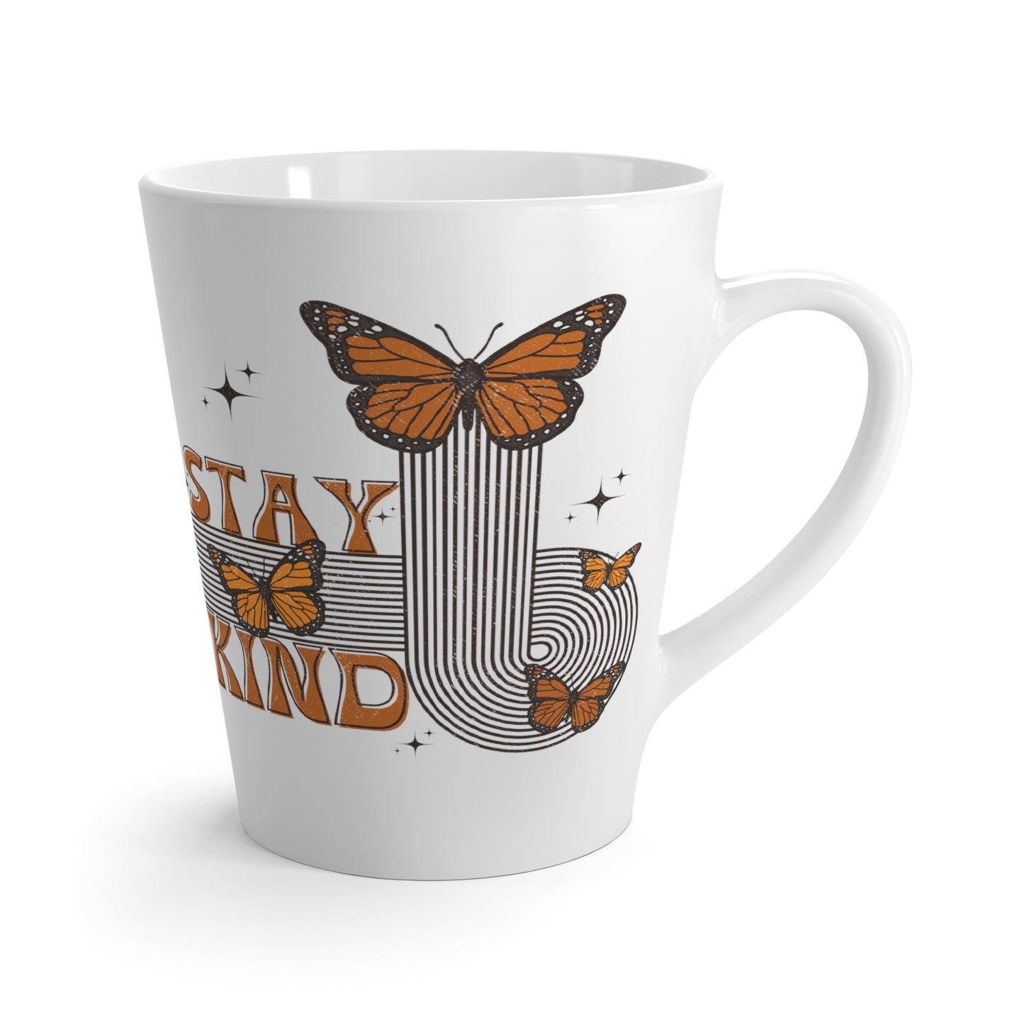 Stay Kind Buttterfly Print Latte Coffee Mug