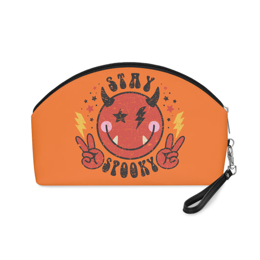 Stay Spooky Cute Devil Orange Halloween Travel Cosmetic Makeup Bag