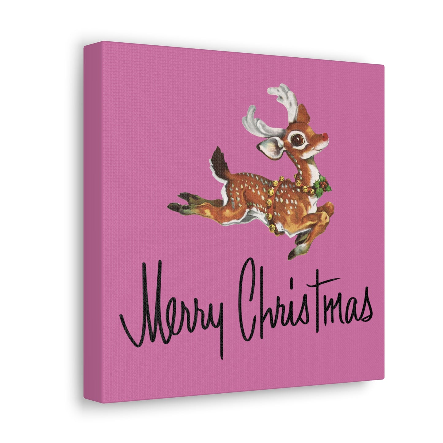 Merry Christmas Reindeer Mid Century Retro Christmas Canvas Gallery Wrap