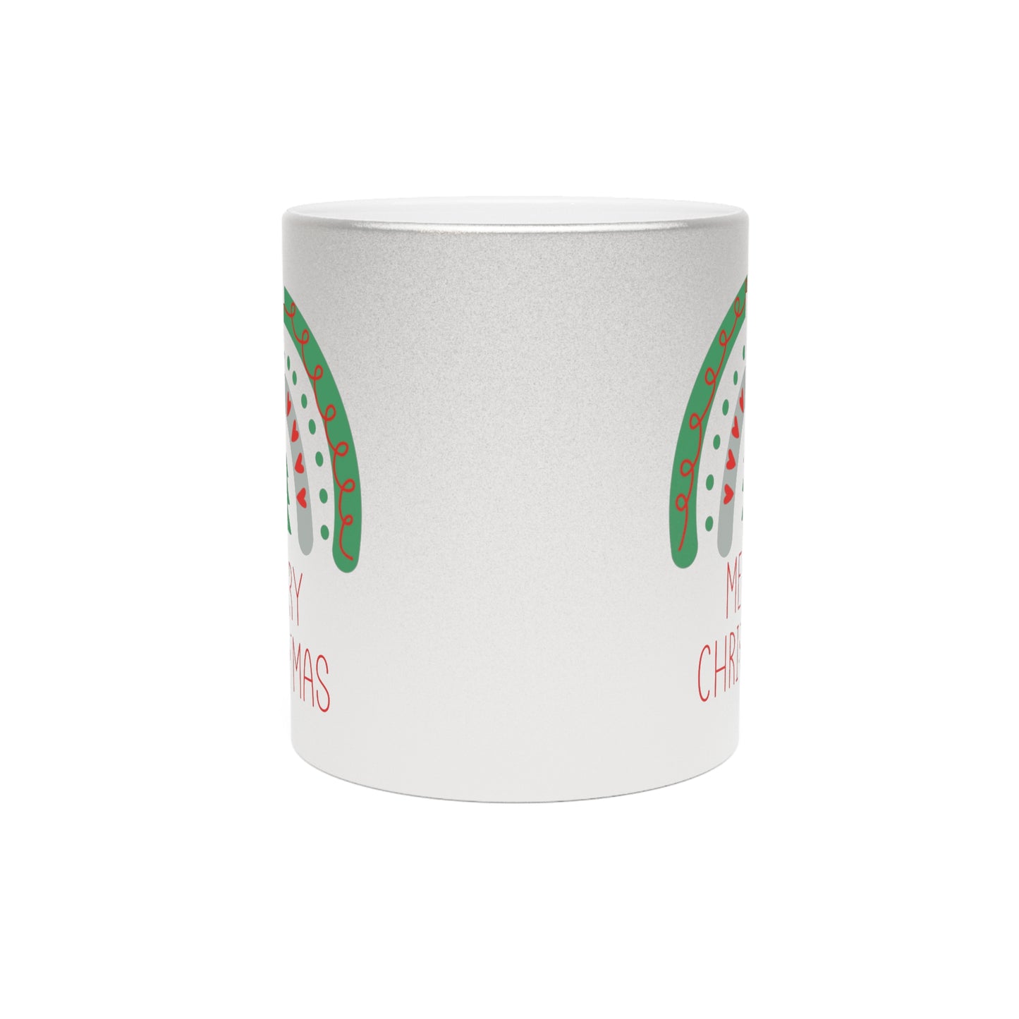 Merry Christmas Boho Rainbow Christmas Silver Metallic Mug