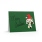 Merry Christmas Dalmation In Santa Hat Mid Century Retro Christmas Print Matte Greeting Cards (8, 16, and 24 pcs)