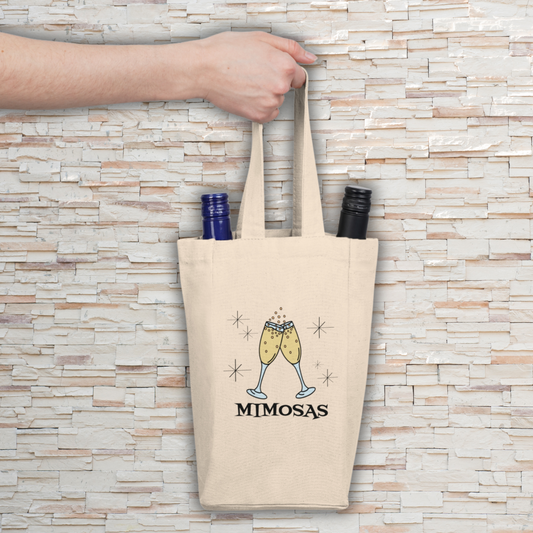 Mimosas Wine Bottle Holder Bag Sunday Brunch Double Bottle Canvas Bag Atomic Era Retro Style