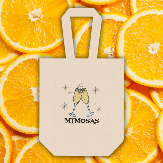 Mimosas Wine Bottle Holder Bag Sunday Brunch Double Bottle Canvas Bag Atomic Era Retro Style