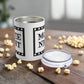 This 10 ounce stainless steel glossy tumbler has a black and white theme with retro atomic era lettering that says Movie Night with a film strip around the lettering.