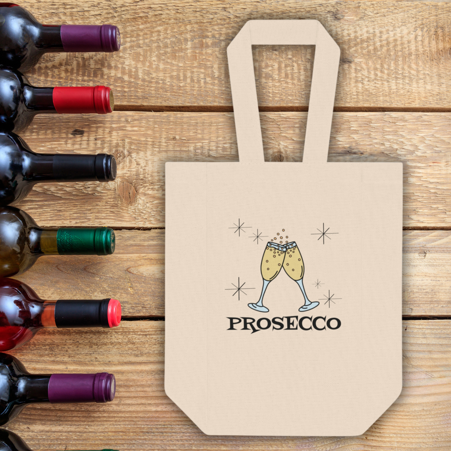 Prosecco Wine Bottle Holder Bag Double Bottle Tote Atomic Era Retro Style