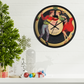 This round black wooden frame clock features a midcentury vintage print of a couple dancing under the mistletoe with a record that says Merry Christmas. Great for Christmas decoration or gifiting to your favorite couple.